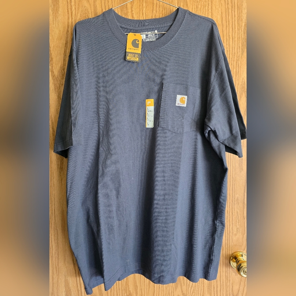 Carhartt Gray Short Sleeve Workwear Tee, Size Large Tall Loose Fit